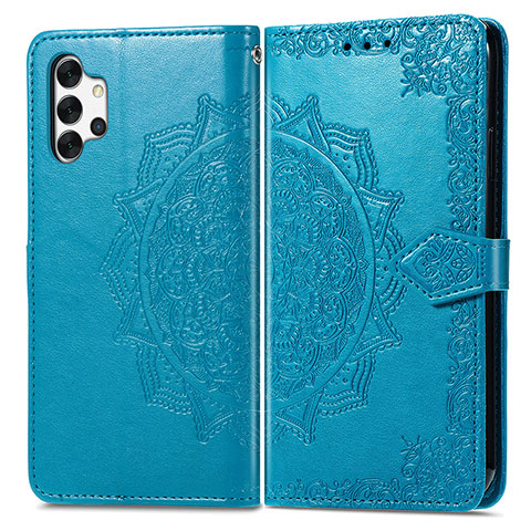 Coque Portefeuille Motif Fantaisie Livre Cuir Etui Clapet pour Samsung Galaxy A32 4G Bleu