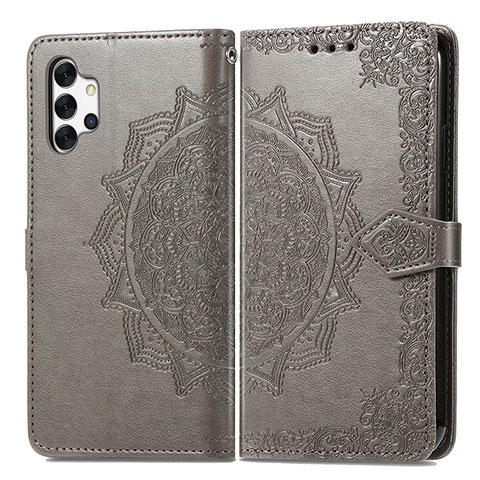 Coque Portefeuille Motif Fantaisie Livre Cuir Etui Clapet pour Samsung Galaxy A32 4G Gris