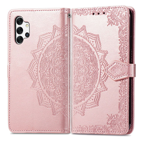 Coque Portefeuille Motif Fantaisie Livre Cuir Etui Clapet pour Samsung Galaxy A32 4G Or Rose