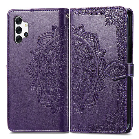 Coque Portefeuille Motif Fantaisie Livre Cuir Etui Clapet pour Samsung Galaxy A32 5G Violet