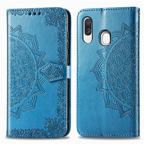 Coque Portefeuille Motif Fantaisie Livre Cuir Etui Clapet pour Samsung Galaxy A40 Bleu