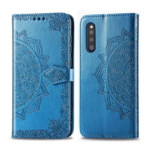 Coque Portefeuille Motif Fantaisie Livre Cuir Etui Clapet pour Samsung Galaxy A41 SC-41A Bleu