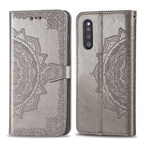 Coque Portefeuille Motif Fantaisie Livre Cuir Etui Clapet pour Samsung Galaxy A41 SC-41A Gris