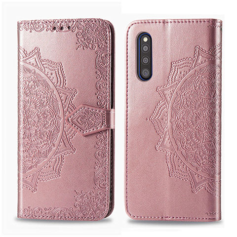 Coque Portefeuille Motif Fantaisie Livre Cuir Etui Clapet pour Samsung Galaxy A41 SC-41A Or Rose