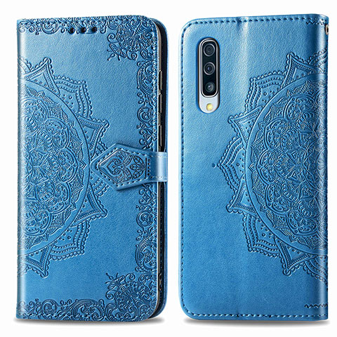 Coque Portefeuille Motif Fantaisie Livre Cuir Etui Clapet pour Samsung Galaxy A50 Bleu