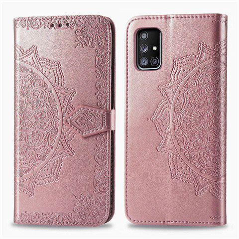 Coque Portefeuille Motif Fantaisie Livre Cuir Etui Clapet pour Samsung Galaxy A51 4G Or Rose