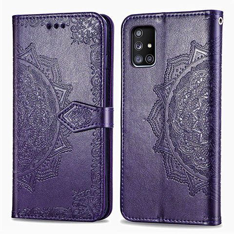 Coque Portefeuille Motif Fantaisie Livre Cuir Etui Clapet pour Samsung Galaxy A51 5G Violet