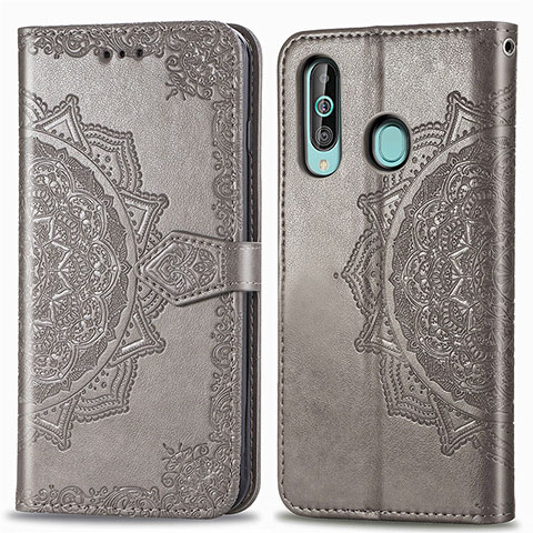 Coque Portefeuille Motif Fantaisie Livre Cuir Etui Clapet pour Samsung Galaxy A60 Gris