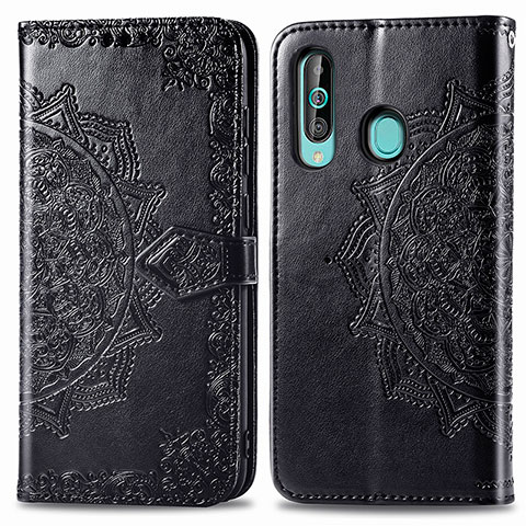 Coque Portefeuille Motif Fantaisie Livre Cuir Etui Clapet pour Samsung Galaxy A60 Noir