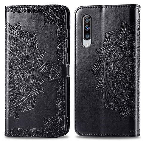 Coque Portefeuille Motif Fantaisie Livre Cuir Etui Clapet pour Samsung Galaxy A70S Noir