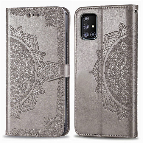 Coque Portefeuille Motif Fantaisie Livre Cuir Etui Clapet pour Samsung Galaxy A71 4G A715 Gris