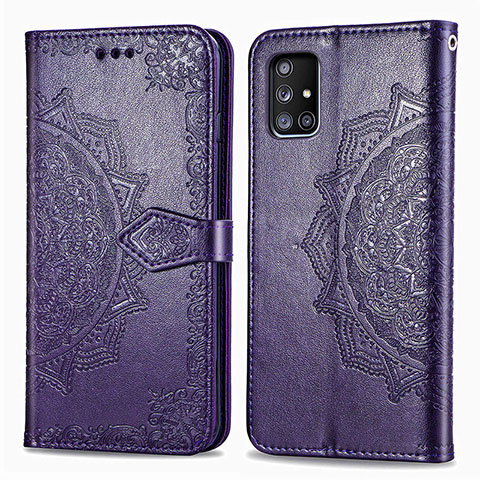 Coque Portefeuille Motif Fantaisie Livre Cuir Etui Clapet pour Samsung Galaxy A71 4G A715 Violet