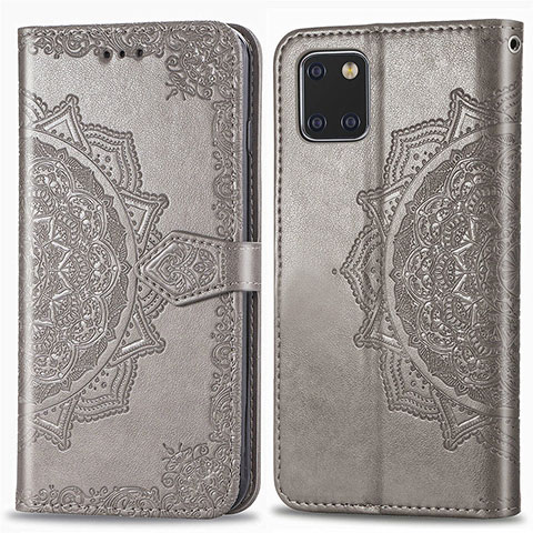 Coque Portefeuille Motif Fantaisie Livre Cuir Etui Clapet pour Samsung Galaxy A81 Gris