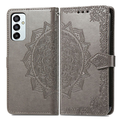 Coque Portefeuille Motif Fantaisie Livre Cuir Etui Clapet pour Samsung Galaxy F23 5G Gris