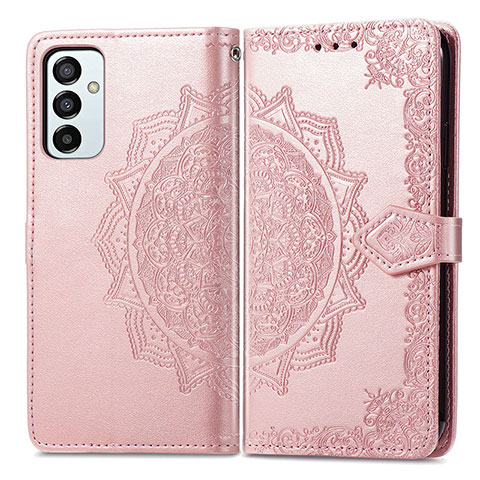 Coque Portefeuille Motif Fantaisie Livre Cuir Etui Clapet pour Samsung Galaxy F23 5G Or Rose