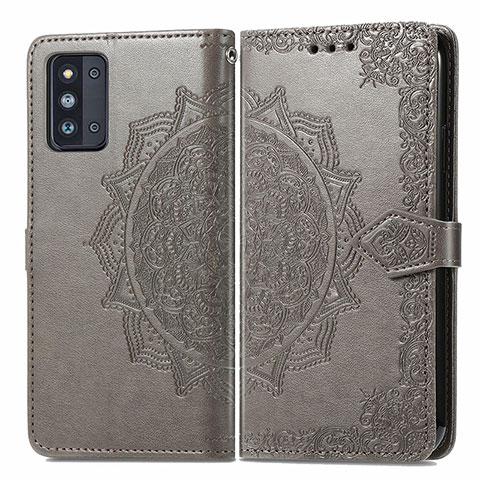 Coque Portefeuille Motif Fantaisie Livre Cuir Etui Clapet pour Samsung Galaxy F52 5G Gris