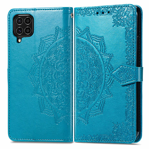 Coque Portefeuille Motif Fantaisie Livre Cuir Etui Clapet pour Samsung Galaxy F62 5G Bleu