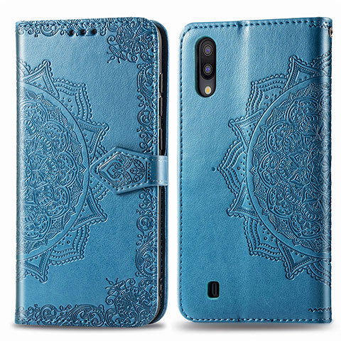 Coque Portefeuille Motif Fantaisie Livre Cuir Etui Clapet pour Samsung Galaxy M10 Bleu