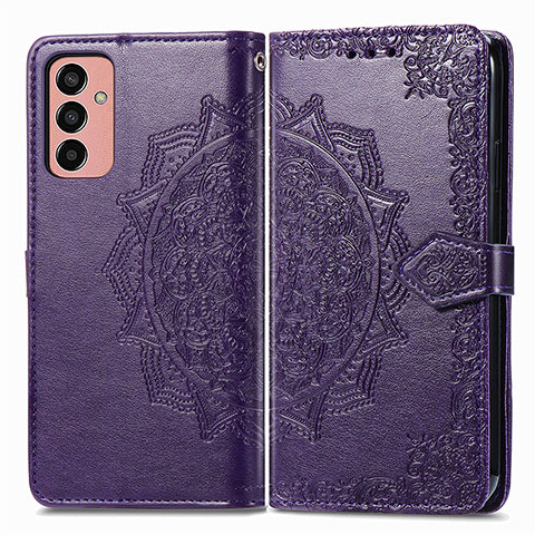 Coque Portefeuille Motif Fantaisie Livre Cuir Etui Clapet pour Samsung Galaxy M13 4G Violet