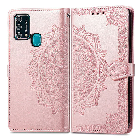 Coque Portefeuille Motif Fantaisie Livre Cuir Etui Clapet pour Samsung Galaxy M21s Or Rose