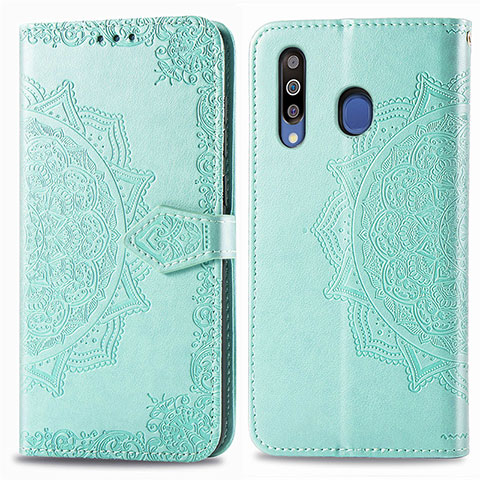 Coque Portefeuille Motif Fantaisie Livre Cuir Etui Clapet pour Samsung Galaxy M30 Vert