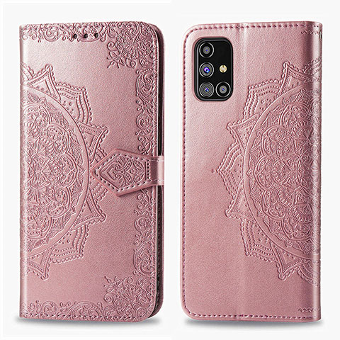 Coque Portefeuille Motif Fantaisie Livre Cuir Etui Clapet pour Samsung Galaxy M31s Or Rose