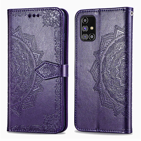 Coque Portefeuille Motif Fantaisie Livre Cuir Etui Clapet pour Samsung Galaxy M31s Violet