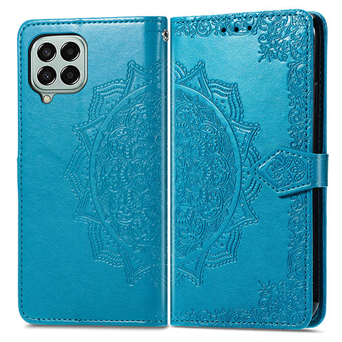 Coque Portefeuille Motif Fantaisie Livre Cuir Etui Clapet pour Samsung Galaxy M33 5G Bleu