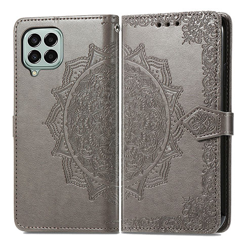 Coque Portefeuille Motif Fantaisie Livre Cuir Etui Clapet pour Samsung Galaxy M33 5G Gris