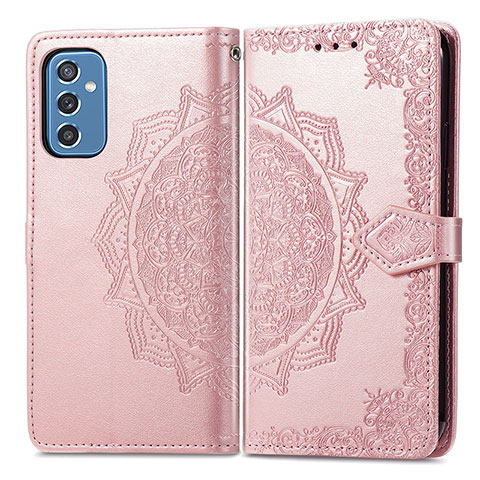 Coque Portefeuille Motif Fantaisie Livre Cuir Etui Clapet pour Samsung Galaxy M52 5G Or Rose