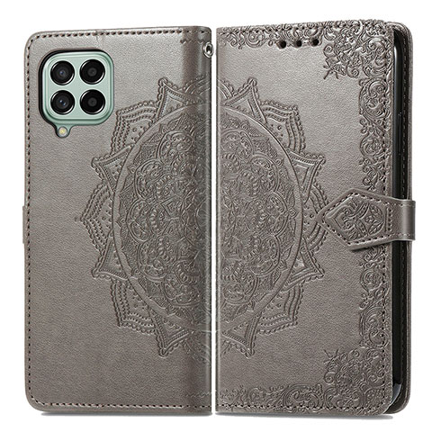 Coque Portefeuille Motif Fantaisie Livre Cuir Etui Clapet pour Samsung Galaxy M53 5G Gris