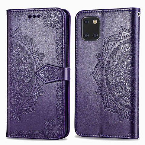 Coque Portefeuille Motif Fantaisie Livre Cuir Etui Clapet pour Samsung Galaxy M60s Violet