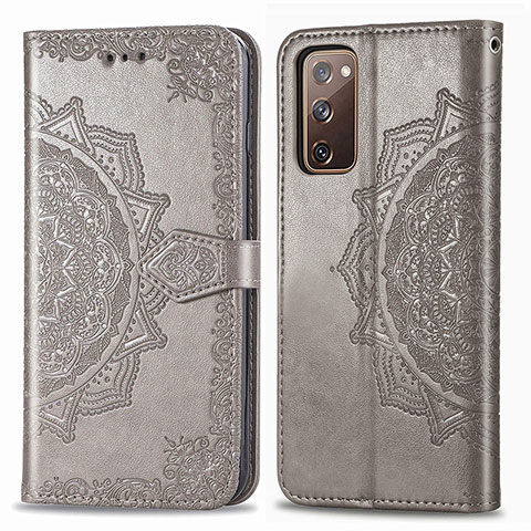 Coque Portefeuille Motif Fantaisie Livre Cuir Etui Clapet pour Samsung Galaxy S20 FE 4G Gris