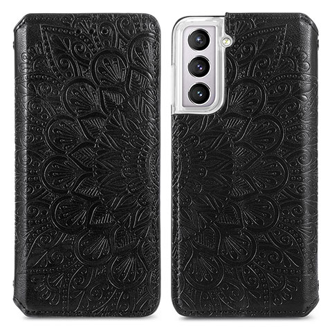 Coque Portefeuille Motif Fantaisie Livre Cuir Etui Clapet pour Samsung Galaxy S21 5G Noir