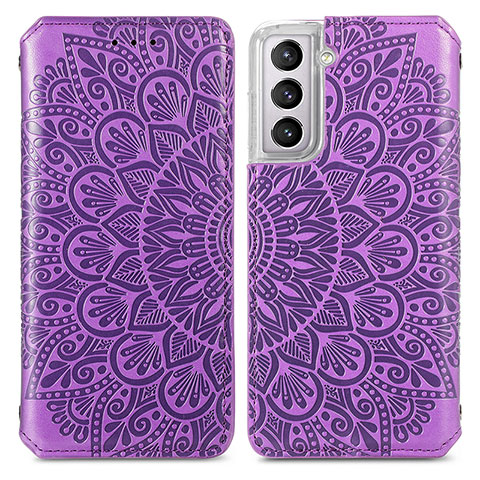 Coque Portefeuille Motif Fantaisie Livre Cuir Etui Clapet pour Samsung Galaxy S21 5G Violet