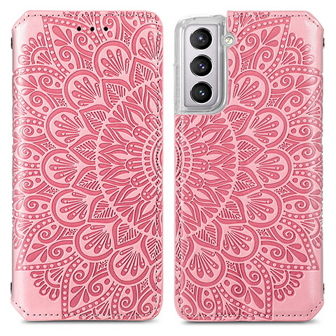 Coque Portefeuille Motif Fantaisie Livre Cuir Etui Clapet pour Samsung Galaxy S21 Plus 5G Or Rose