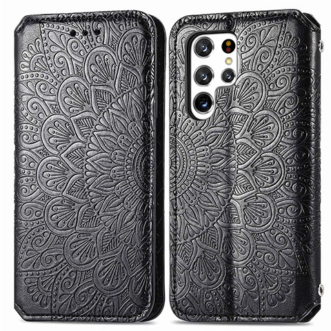 Coque Portefeuille Motif Fantaisie Livre Cuir Etui Clapet pour Samsung Galaxy S21 Ultra 5G Noir