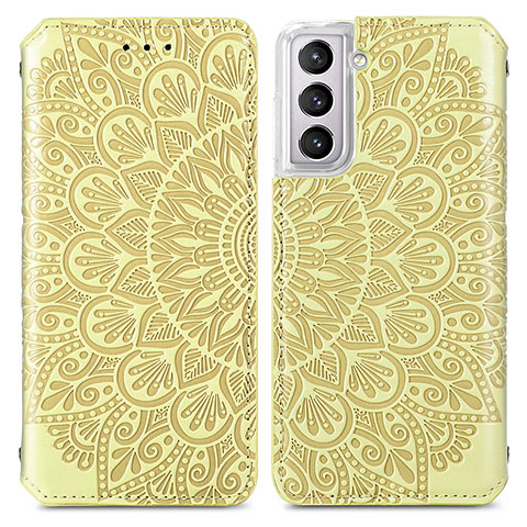 Coque Portefeuille Motif Fantaisie Livre Cuir Etui Clapet pour Samsung Galaxy S22 Plus 5G Jaune