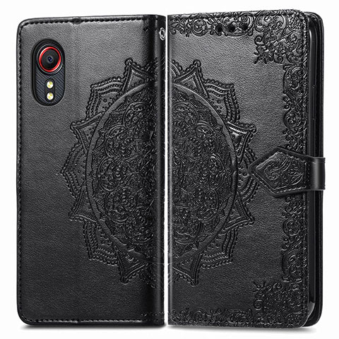 Coque Portefeuille Motif Fantaisie Livre Cuir Etui Clapet pour Samsung Galaxy XCover 5 SM-G525F Noir