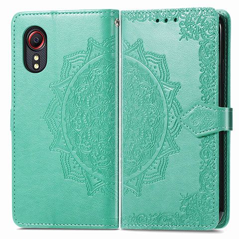 Coque Portefeuille Motif Fantaisie Livre Cuir Etui Clapet pour Samsung Galaxy XCover 5 SM-G525F Vert