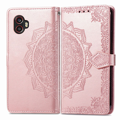 Coque Portefeuille Motif Fantaisie Livre Cuir Etui Clapet pour Samsung Galaxy XCover 6 Pro 5G Or Rose