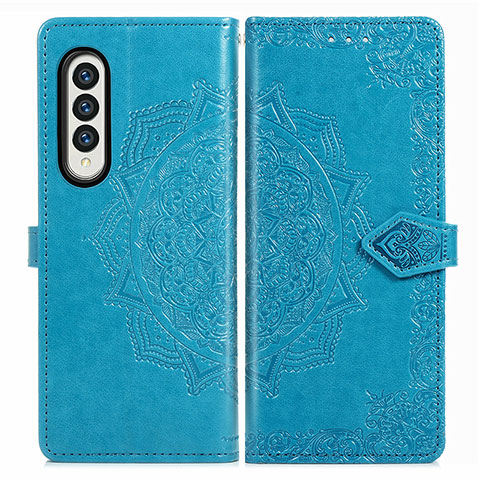 Coque Portefeuille Motif Fantaisie Livre Cuir Etui Clapet pour Samsung Galaxy Z Fold3 5G Bleu