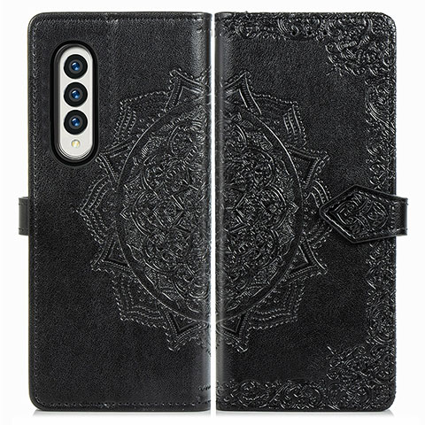 Coque Portefeuille Motif Fantaisie Livre Cuir Etui Clapet pour Samsung Galaxy Z Fold4 5G Noir