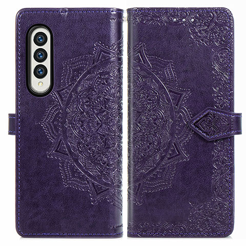 Coque Portefeuille Motif Fantaisie Livre Cuir Etui Clapet pour Samsung Galaxy Z Fold4 5G Violet