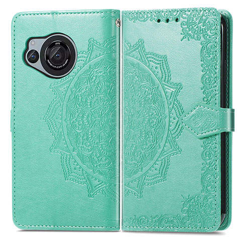 Coque Portefeuille Motif Fantaisie Livre Cuir Etui Clapet pour Sharp Aquos R8 Vert