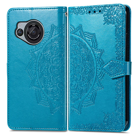 Coque Portefeuille Motif Fantaisie Livre Cuir Etui Clapet pour Sharp Aquos R8s Bleu