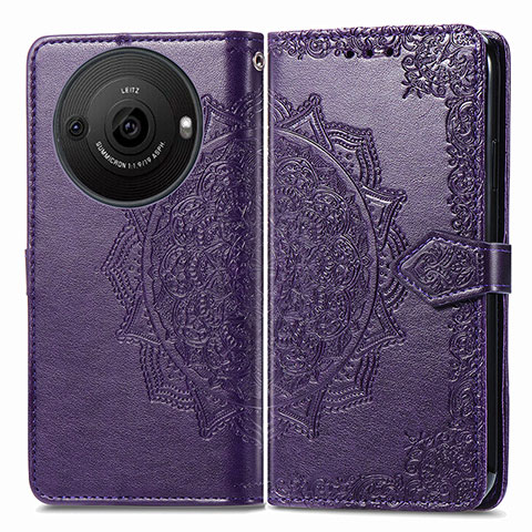 Coque Portefeuille Motif Fantaisie Livre Cuir Etui Clapet pour Sharp Aquos R8s Pro Violet