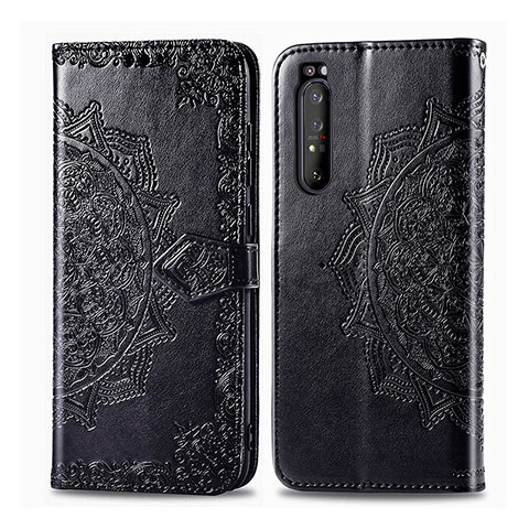 Coque Portefeuille Motif Fantaisie Livre Cuir Etui Clapet pour Sony Xperia 1 II Noir