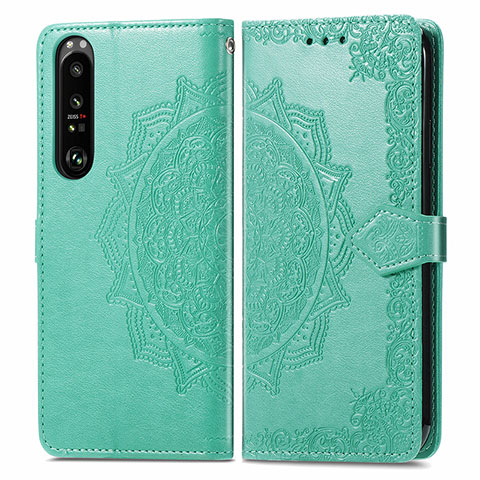 Coque Portefeuille Motif Fantaisie Livre Cuir Etui Clapet pour Sony Xperia 1 III Vert