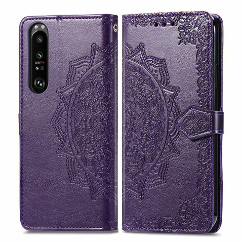 Coque Portefeuille Motif Fantaisie Livre Cuir Etui Clapet pour Sony Xperia 1 III Violet